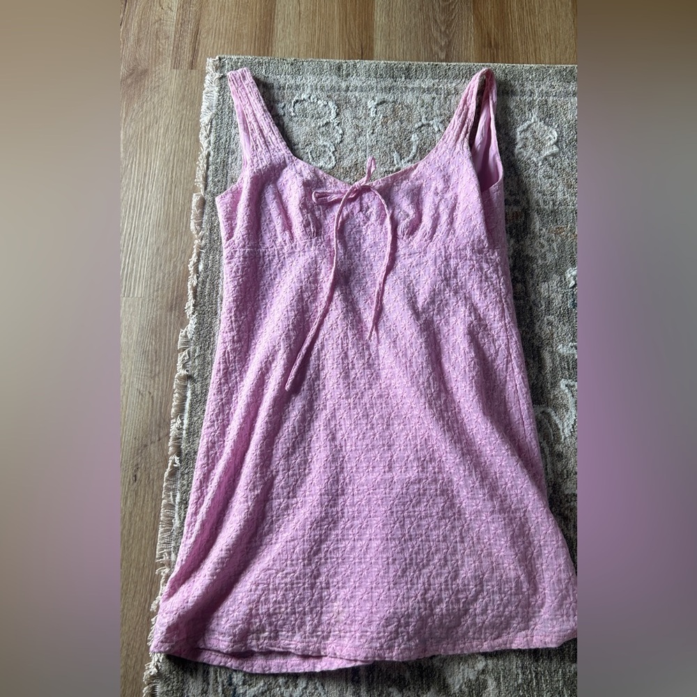 Pink Mini Bow Zip Up Dress